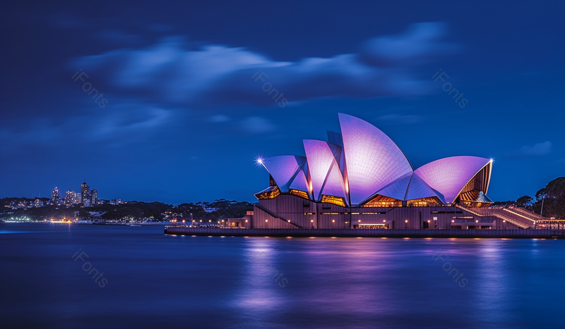 夜景海边都市夜景蓝天悉尼歌剧院建筑摄影,高清,摄影图,摄影图片,图片大全,摄影图免费下载